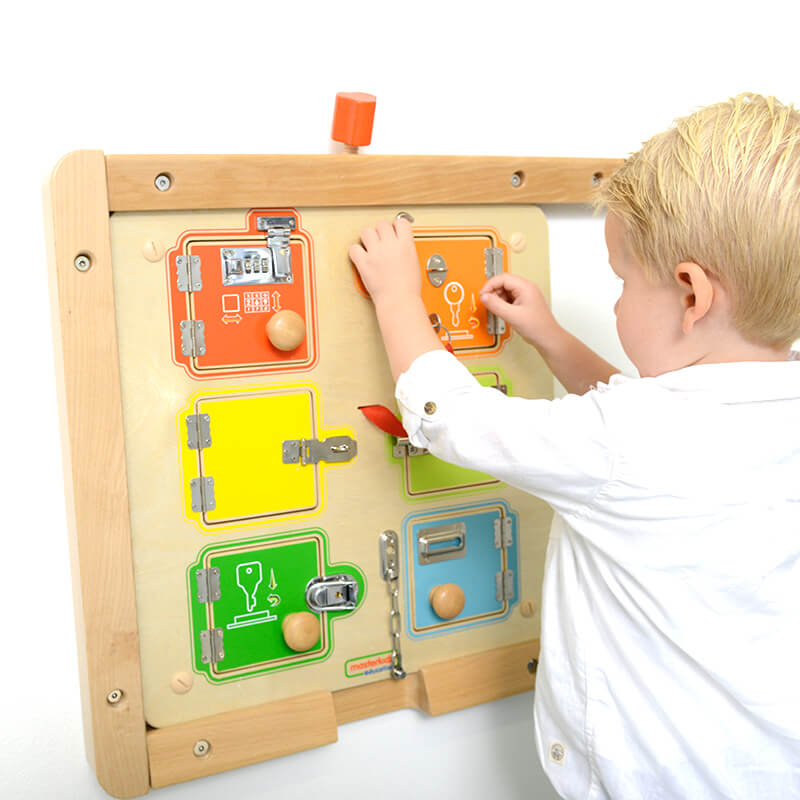 Busy board, montessori sensory toys for lockers training | masterkidz