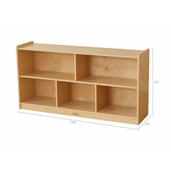 620H x 1200L 5-Compartment Shelving Unit - Wooden Back