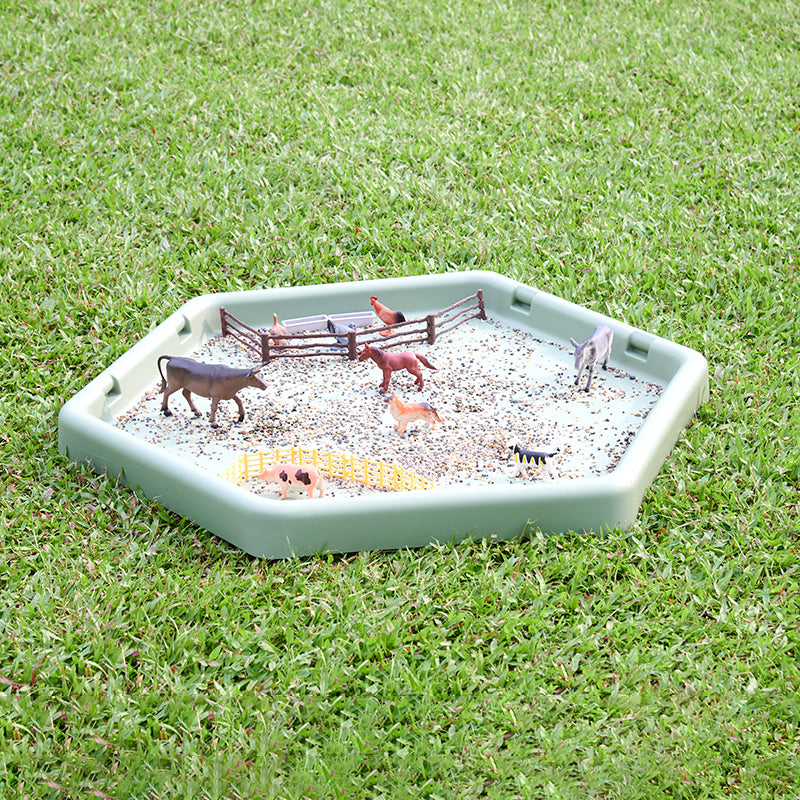 Hexagonal Tuff Tray - Sage Coloured with Adjustable Height Stand
