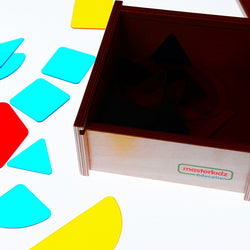 This set comes in a sturdy stackable wooden storage box