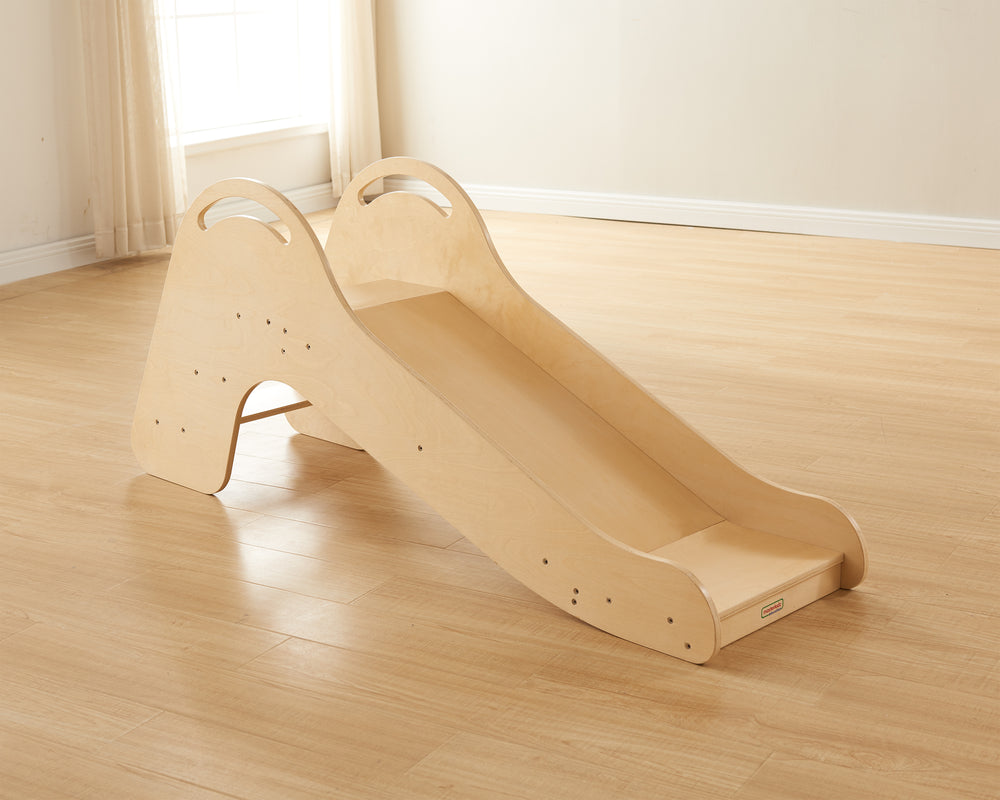 Wooden stairs and slide